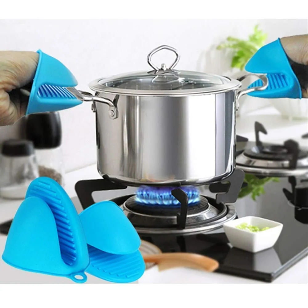 1pc Silicone Heat Resistant Pot Holder Oven Mitt Mini Anti Skid Insulation Cooking Pinch Grip Bowl Clips Kitchen Gloves Tools