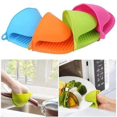 1pc Silicone Heat Resistant Pot Holder Oven Mitt Mini Anti Skid Insulation Cooking Pinch Grip Bowl Clips Kitchen Gloves Tools