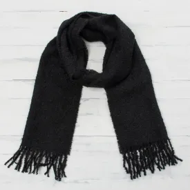 Andean Delight in Black 100% Alpaca Wrap Scarf in Solid Black from Peru