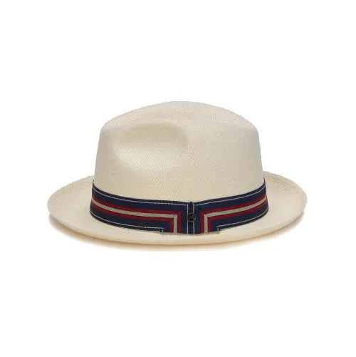 Austral White Panama Hat - The Oceana with Navy and Red Striped Band