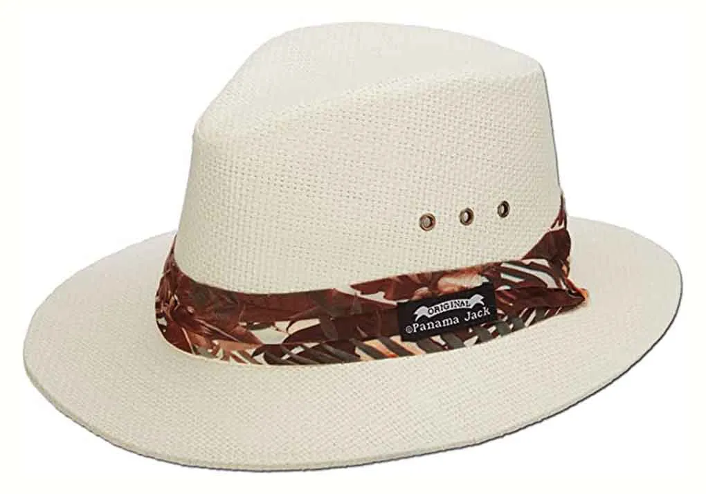 B “Panama Jack PIPEFISH" Tropical Band Natural Toyo Straw Safari Hat, Style#PJ173