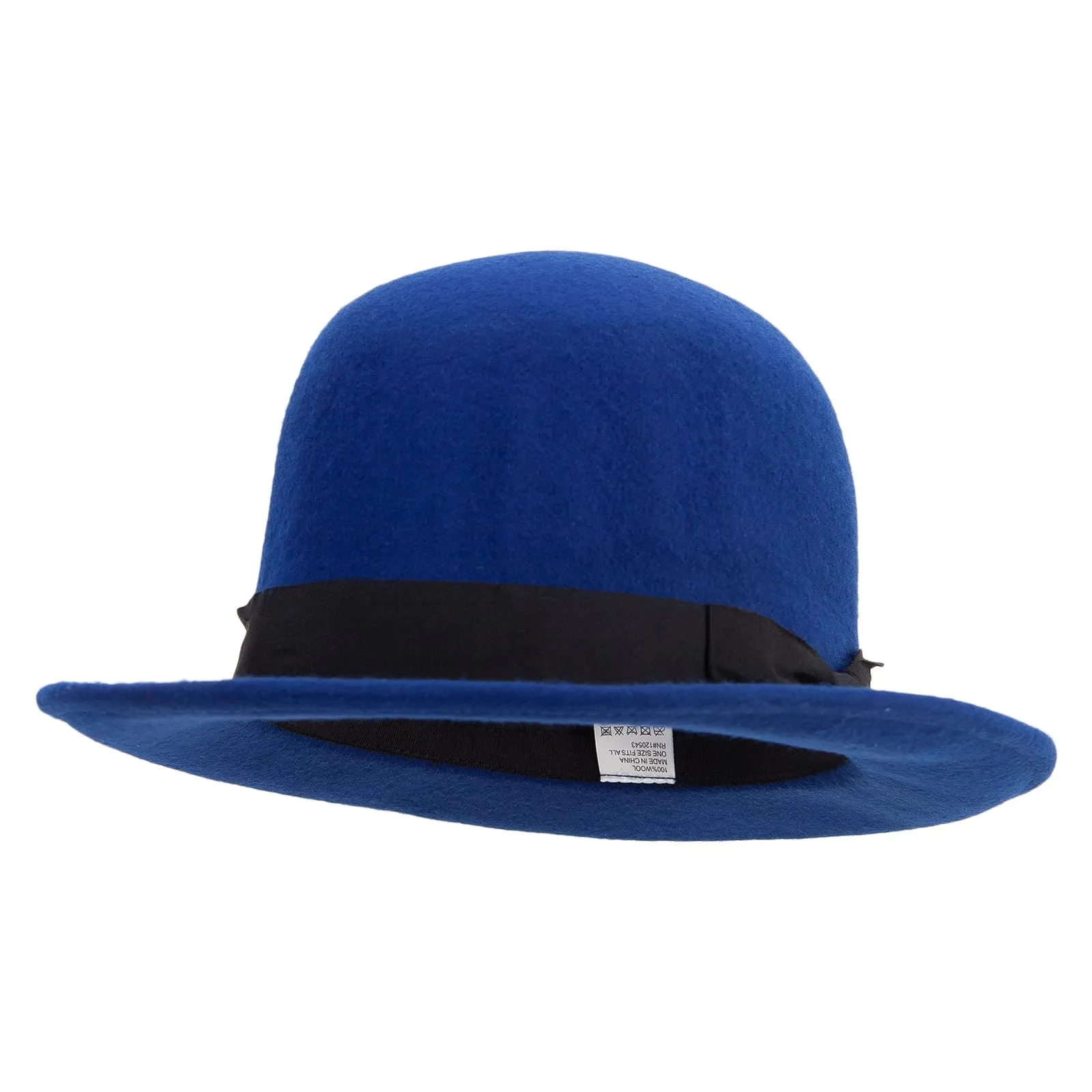 Classic Women's Bowler Wool Felt Hat in Blue