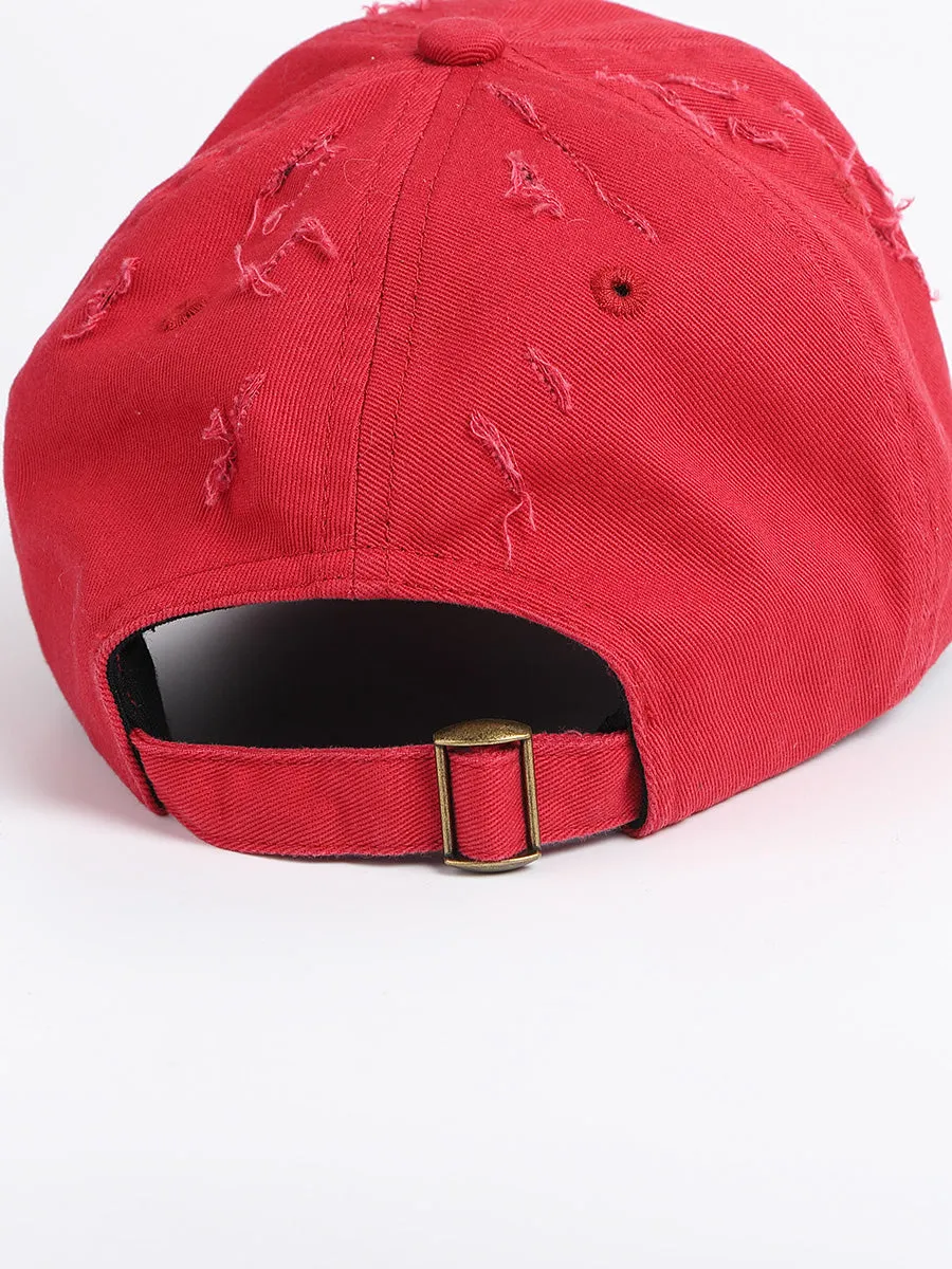 Damaged Embroidered Logo Peaked Cap