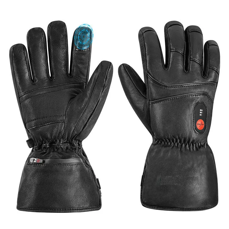 DAY WOLF  Electric Rechargeable Battery Leather Thick Heated Gloves Waterproof