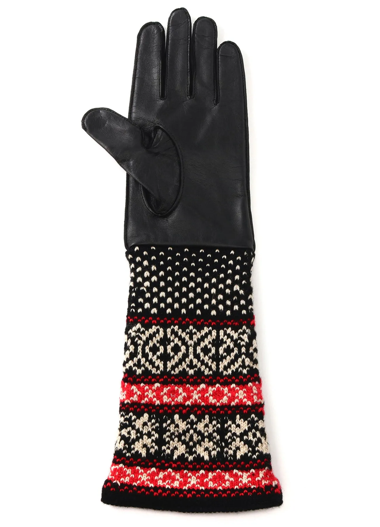 LAMB SKIN/WJQ KNIT CUFFS GLOVE