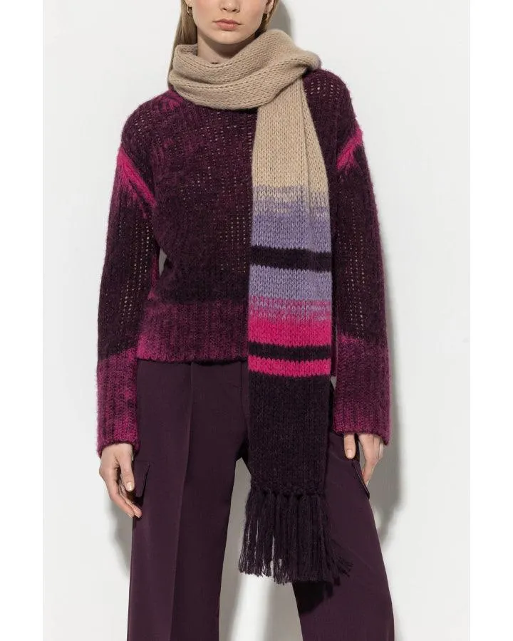 Luisa Cerano Fancy Stripe Alpaca Knit Scarf