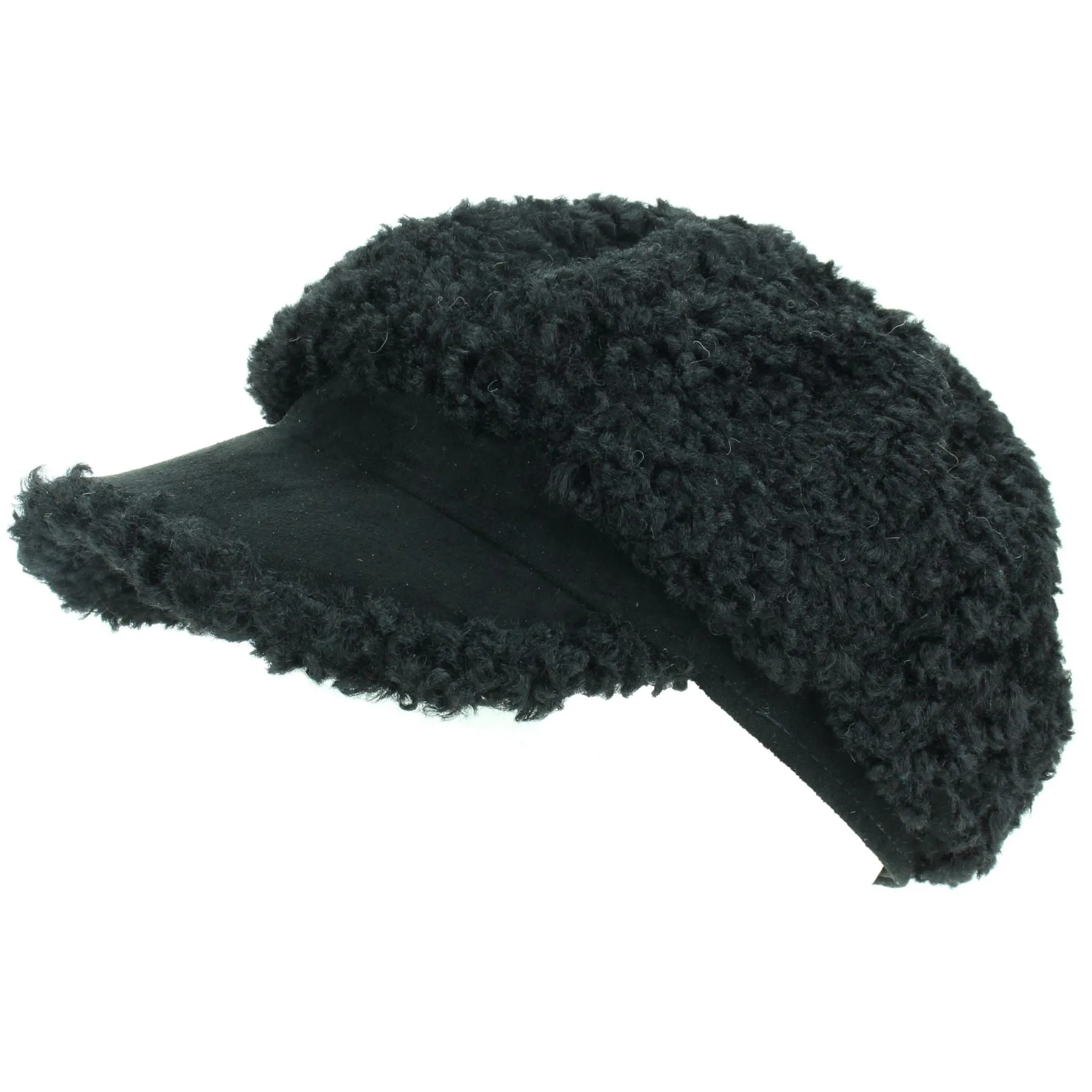 Macahel Soft Towelling Sherpa Peaked Cap - Black