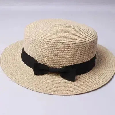 New Summer Parent-Child Bucket Cap Women Sun Visor Bowknot Straw Hat Girls Outdoor Beach Travel Sunshade Wide Cap