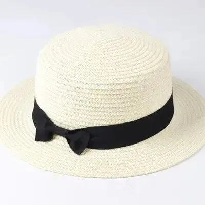 New Summer Parent-Child Bucket Cap Women Sun Visor Bowknot Straw Hat Girls Outdoor Beach Travel Sunshade Wide Cap