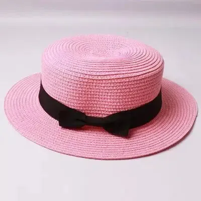 New Summer Parent-Child Bucket Cap Women Sun Visor Bowknot Straw Hat Girls Outdoor Beach Travel Sunshade Wide Cap