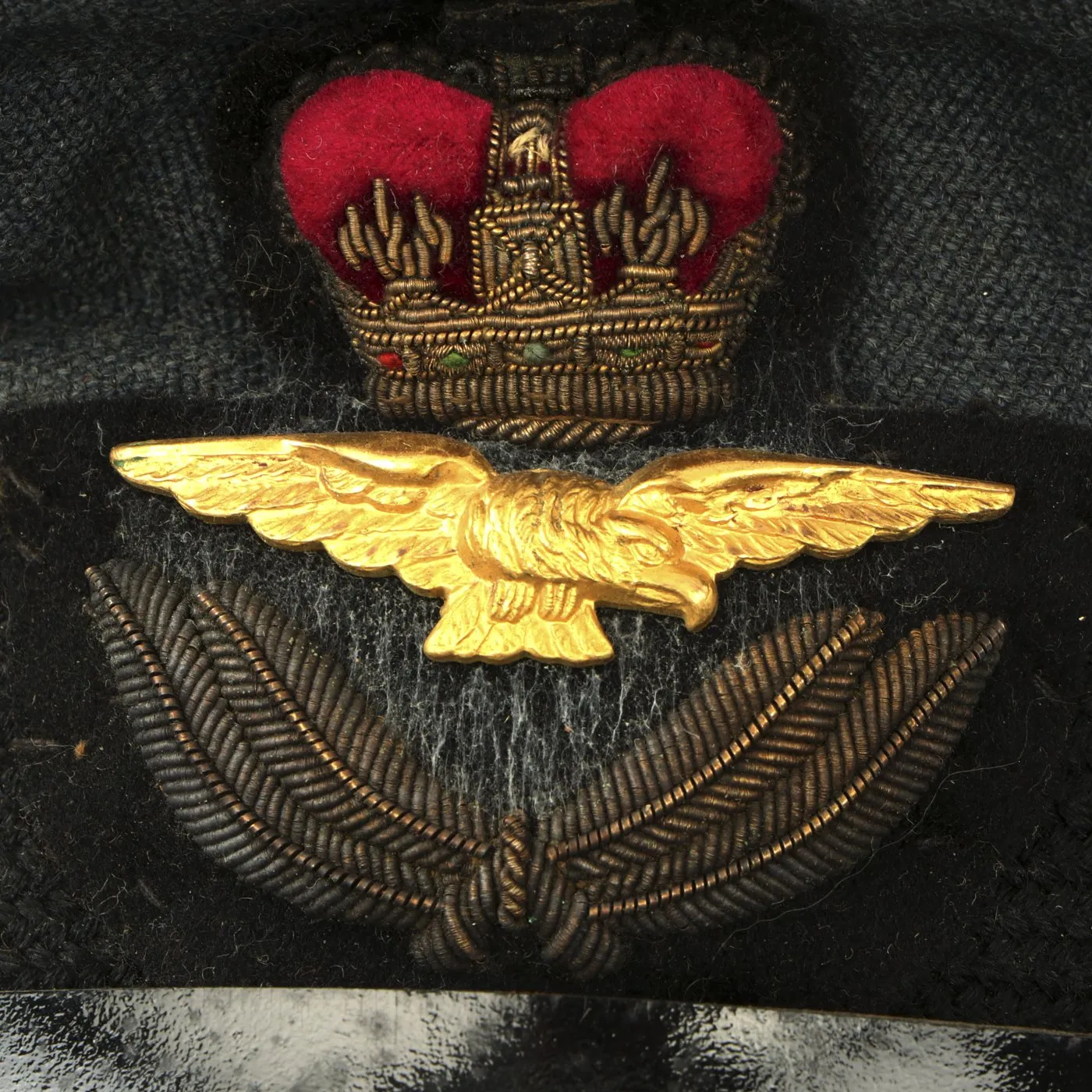 Original British WWII Royal Air Force RAF Officer Visor Cap by Bates of London with Post War Badge