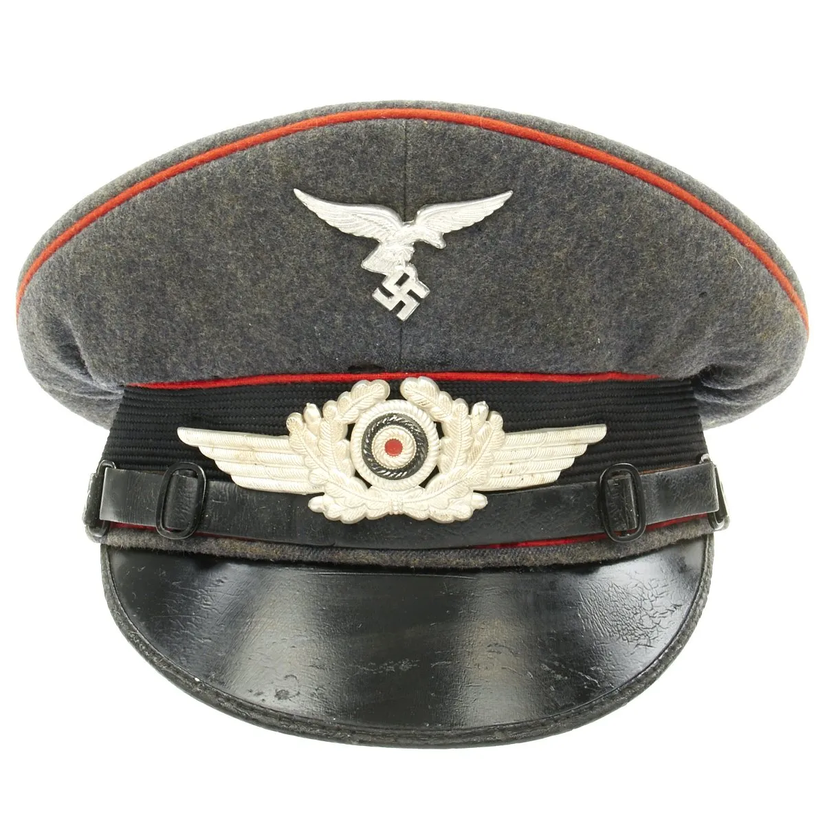 Original German WWII Luftwaffe Flak NCO Visor Cap by Carl Halfar