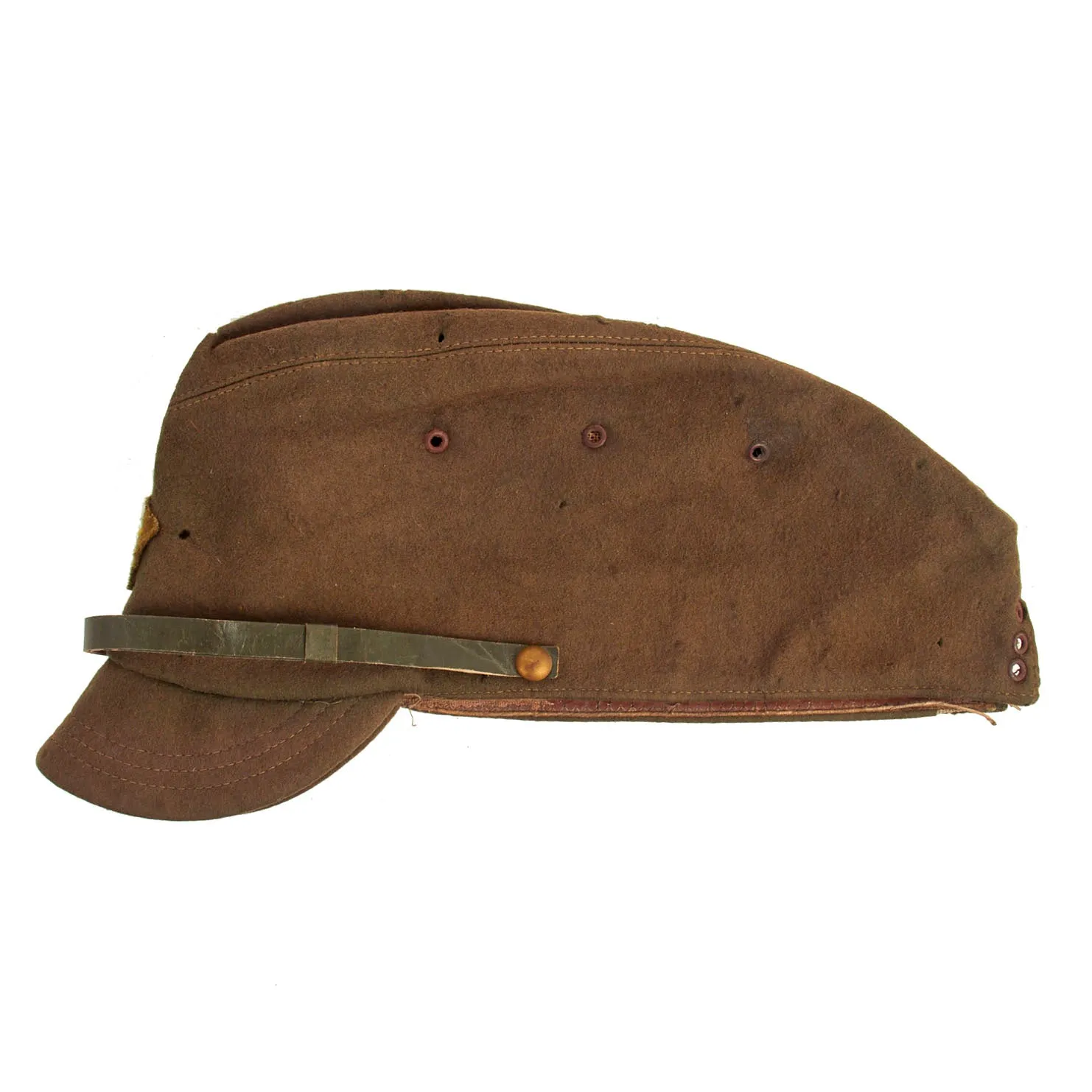 Original Japanese WWII Officer Wool Forage Cap with Kanji Ink Stamps