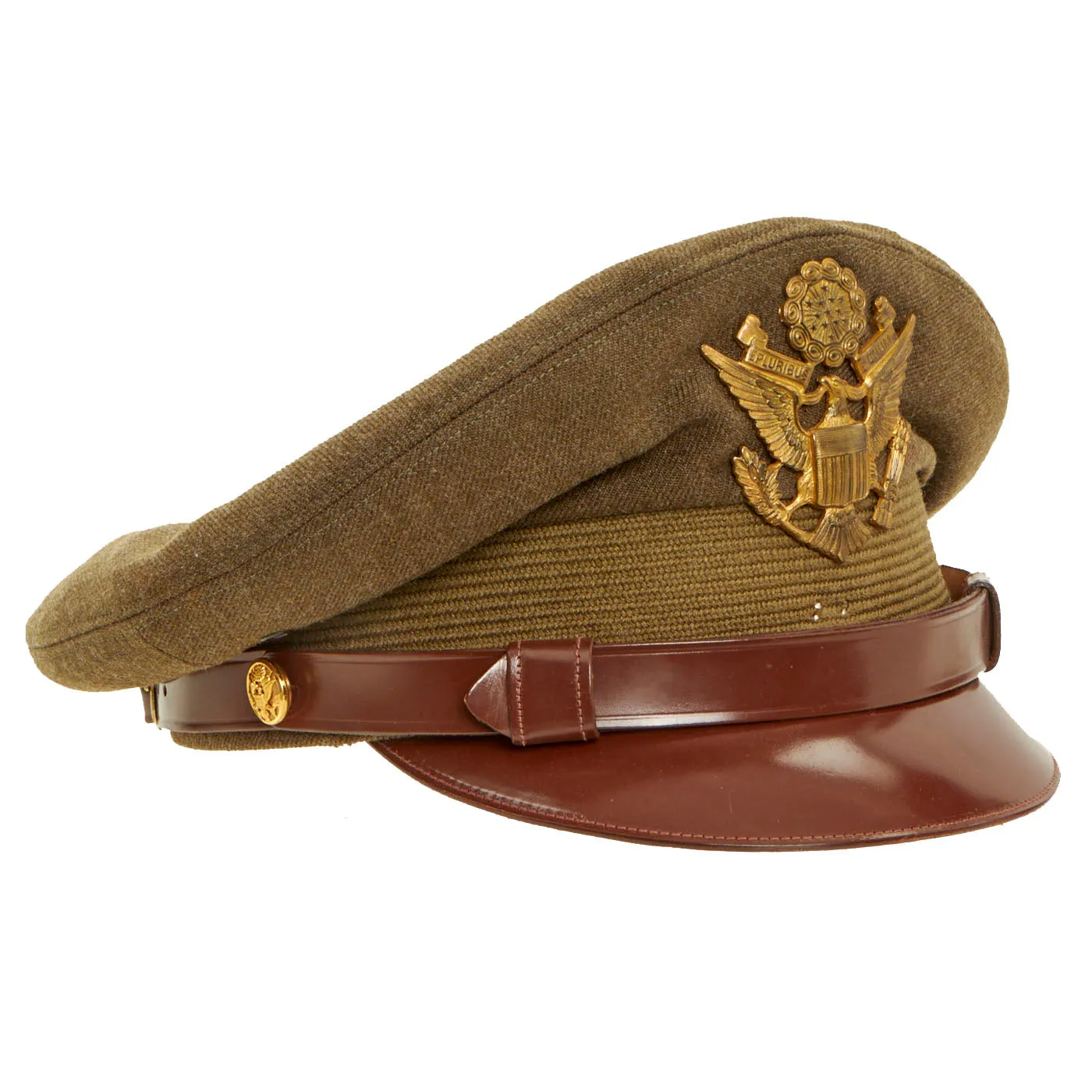 Original U.S. Korean War Army Officer Visor By Ace Manufacturing Company - Named To Arthur L. Hughes