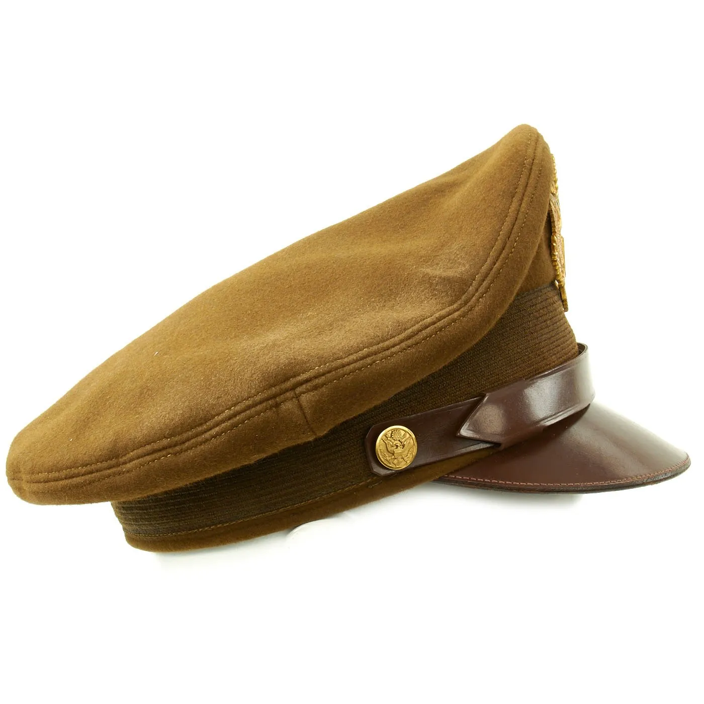 Original U.S. WWII USAAF Named Officer OD Green Crush Cap by Craddock of Kansas City