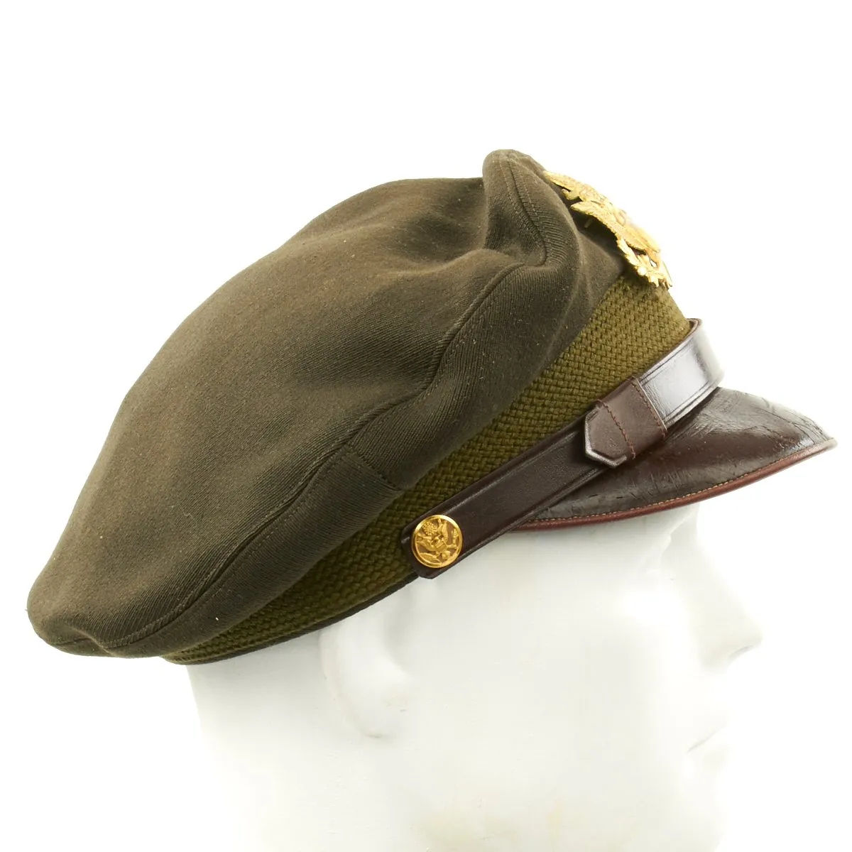 Original U.S. WWII USAAF Officer OD Green Crush Cap by Dobbs, Fifth Avenue, New York