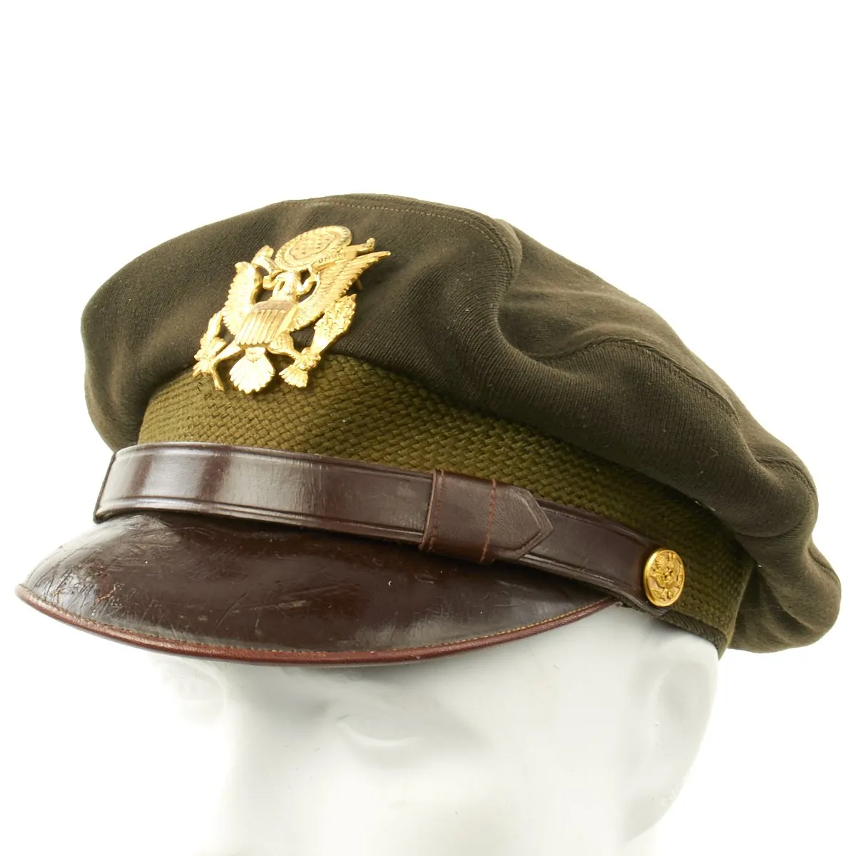 Original U.S. WWII USAAF Officer OD Green Crush Cap by Dobbs, Fifth Avenue, New York