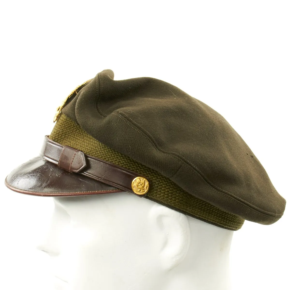 Original U.S. WWII USAAF Officer OD Green Crush Cap by Dobbs, Fifth Avenue, New York