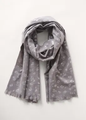 SELIE LEOPARD FOIL PRINT SCARF - GREY