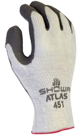 Showa 451-M Gloves, Unisex, M, 9.84 in L, Elastic Cuff, Gray/Light Gray :PR: QUANTITY: 1