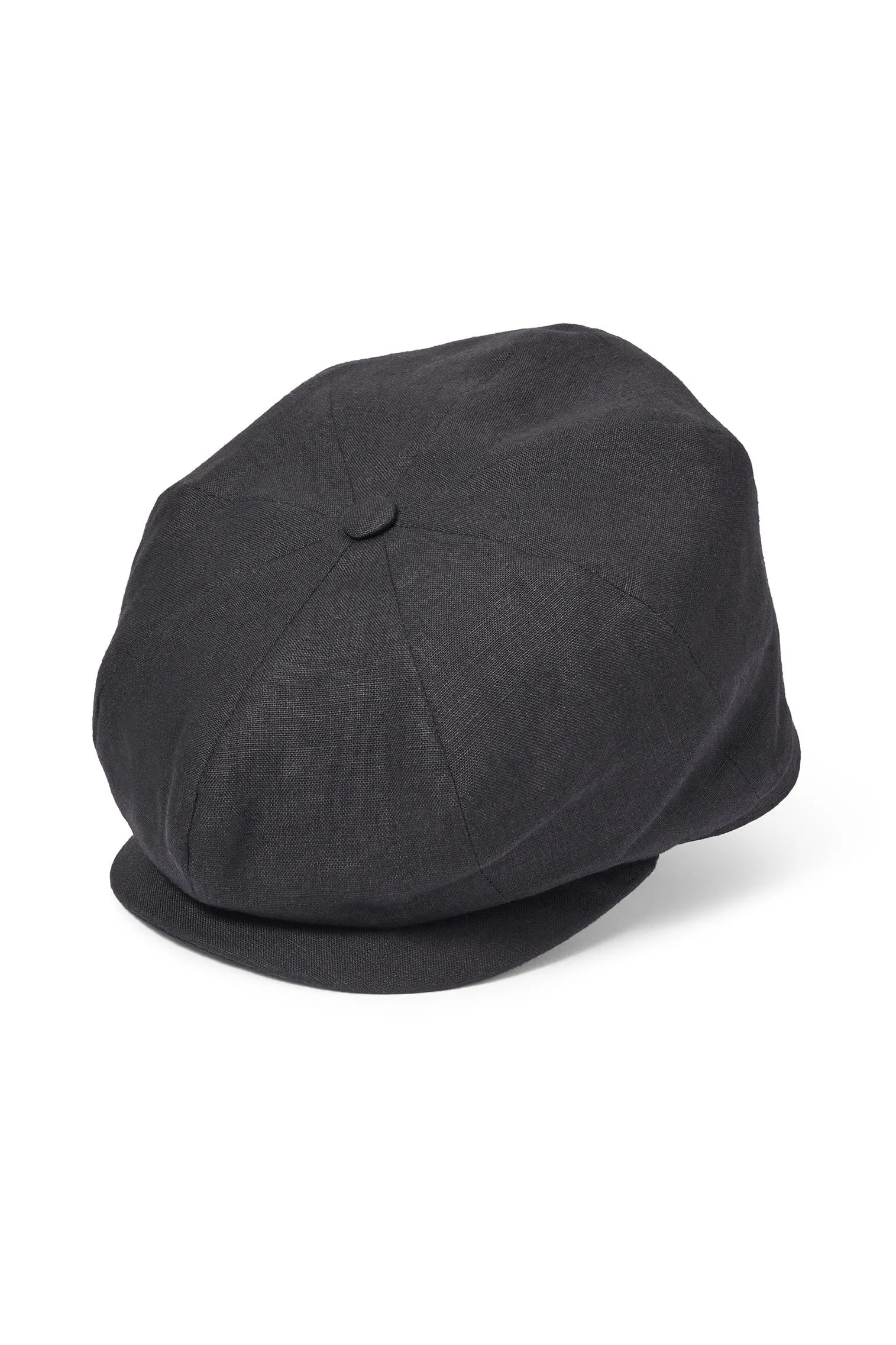 Tremelo Black Linen Bakerboy Cap