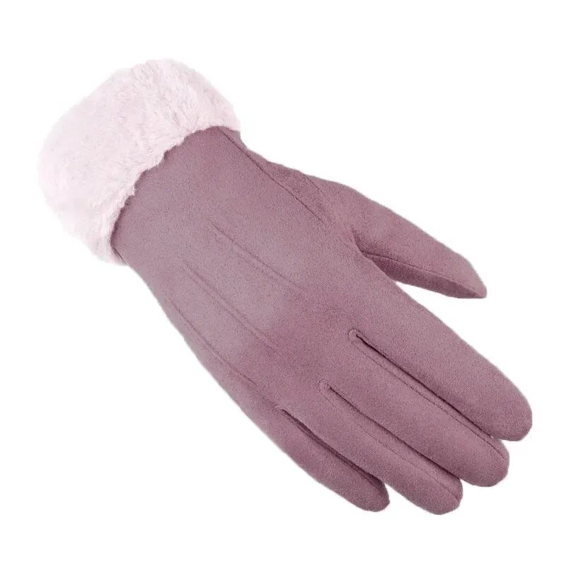 Trendy Cashmere Leather Touch Screen  Gloves