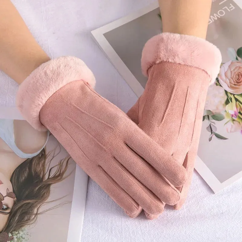 Trendy Cashmere Leather Touch Screen  Gloves