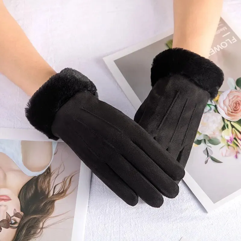 Trendy Cashmere Leather Touch Screen  Gloves