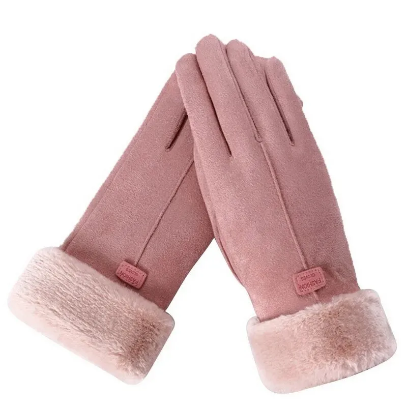 Trendy Cashmere Leather Touch Screen  Gloves