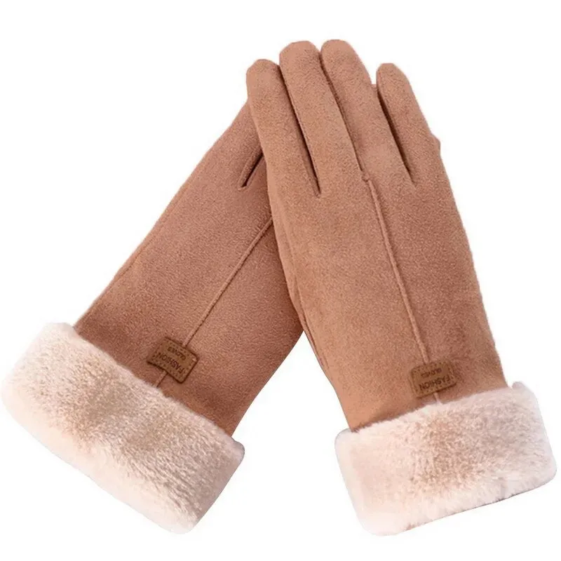 Trendy Cashmere Leather Touch Screen  Gloves