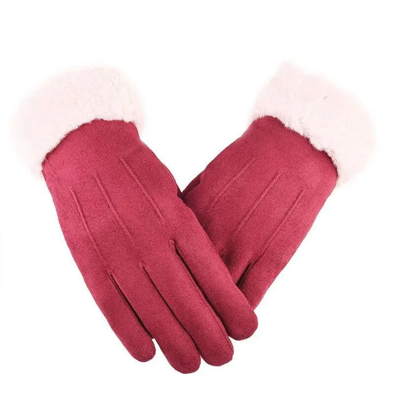 Trendy Cashmere Leather Touch Screen  Gloves