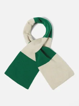 Universal Works Deluxe Football Scarf in Beige/Green Soft Wool