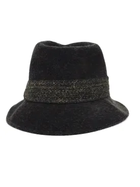 Vintage 40s Mens Robin-Sport Dark Grey Felt Wool Brimmed Fedora Hat with Fabric Trim