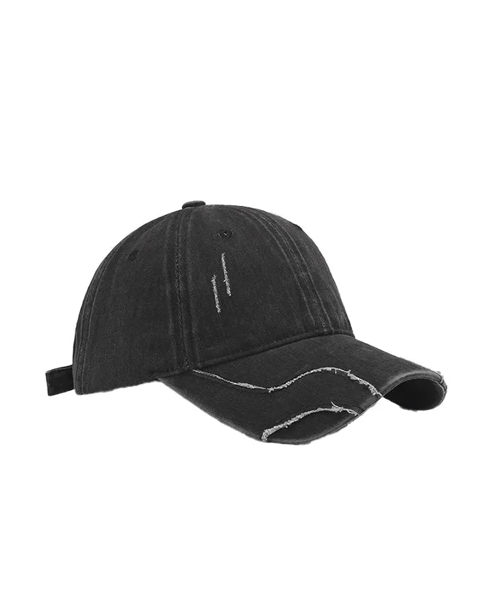 Washed Frayed Peaked Cap