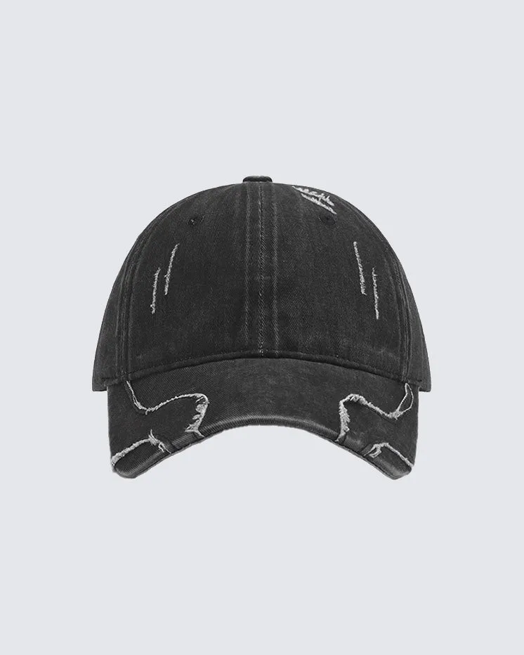 Washed Frayed Peaked Cap